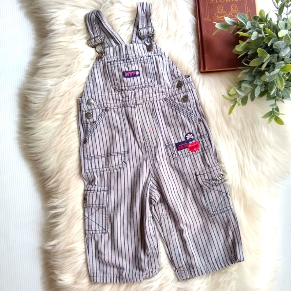 CARTERS MVP baseball striped bib overalls - Picture 1 of 6